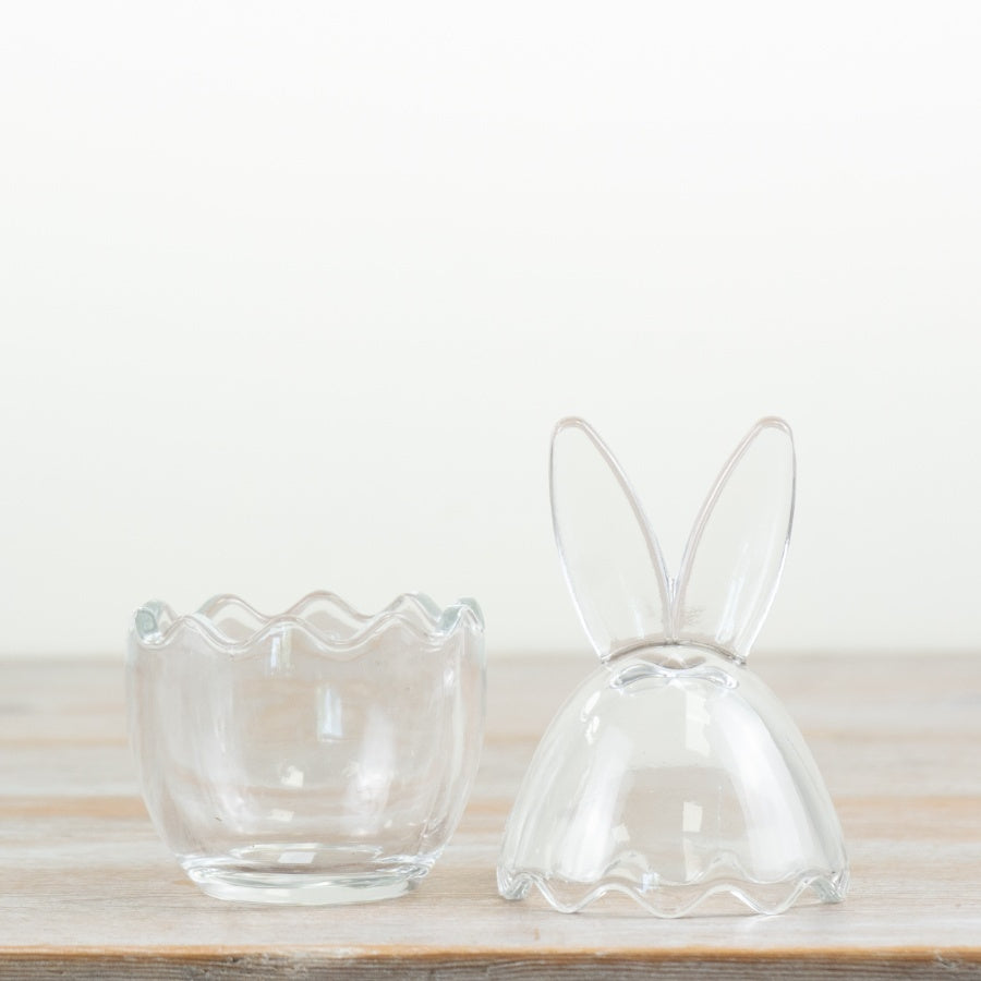 Glass Bunny Ears Storage Jar 16.5cm – Easter Treat Pot with Lid, Cute Sweet Jar for Chocolate & Spring Table Decor