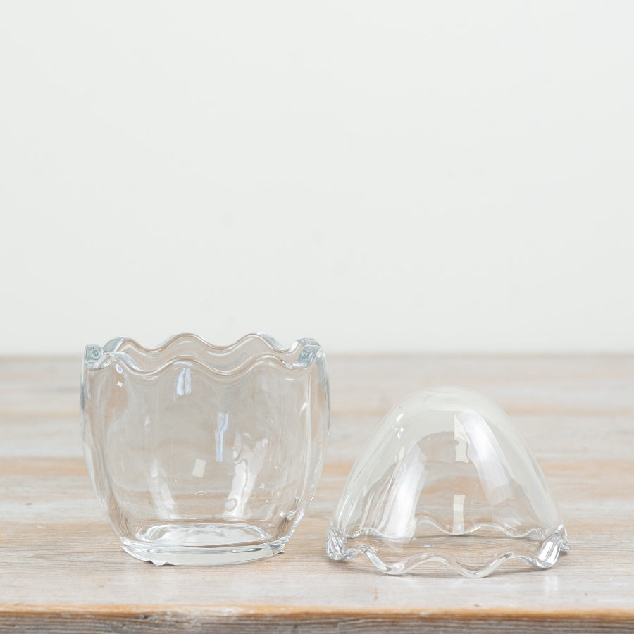 Glass Egg Storage Jar 11.5cm – Clear Treat Container for Chocolates & Sweets, Easter Decor Gift Idea