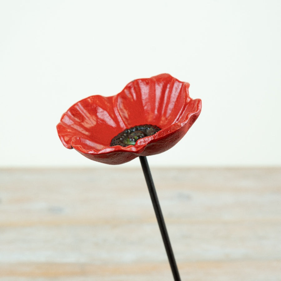 Poppy Bird Feeder on Stake, 13cm