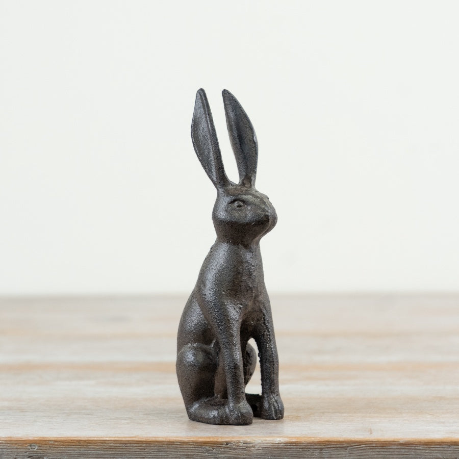 Cast Iron Rabbit – 15.7cm Sitting Spring Décor Ornament, Indoor & Outdoor Garden Figurine