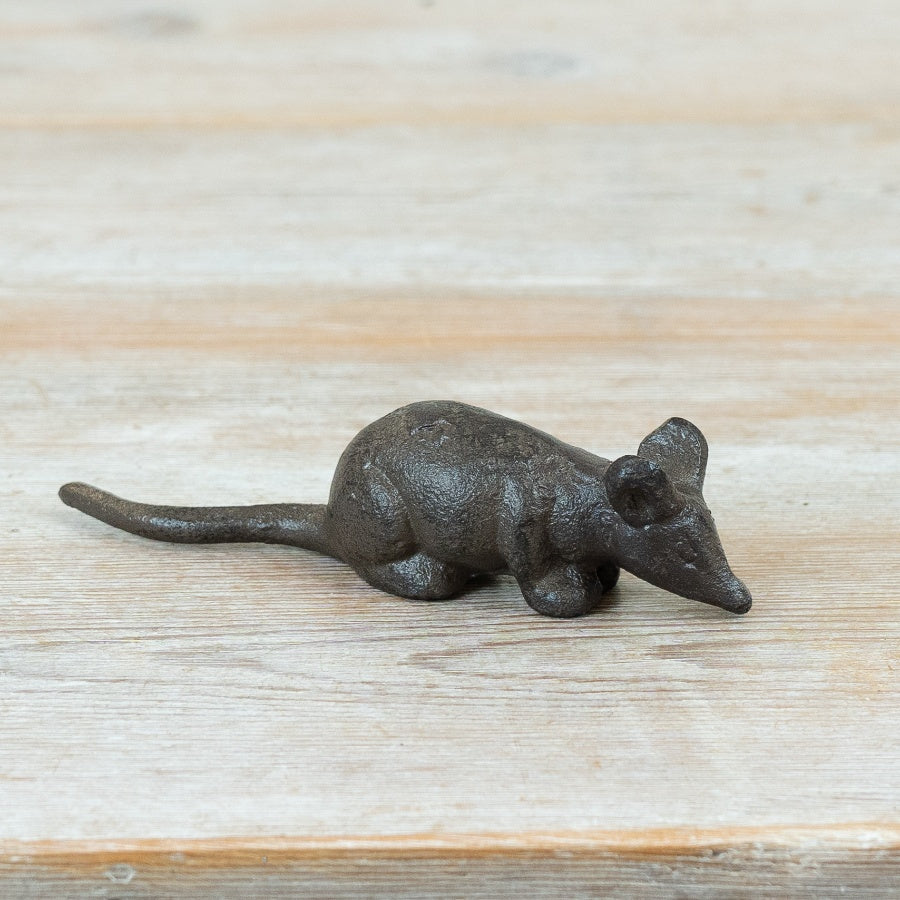 Cast Iron Mouse Deco 12cm – Sturdy Brown Decorative Figurine