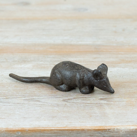 Cast Iron Mouse Deco 12cm – Sturdy Brown Decorative Figurine
