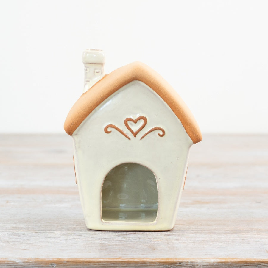 Pastel Green Fairy House Tealight Holder 13.7cm – Whimsical Ceramic Candle House, Cottagecore Home Décor Accent