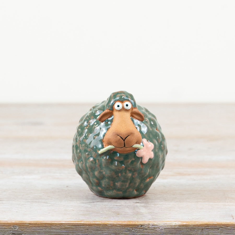 Green Sheep Ornament 8.3cm – Cute Farm Animal Decorative Figurine