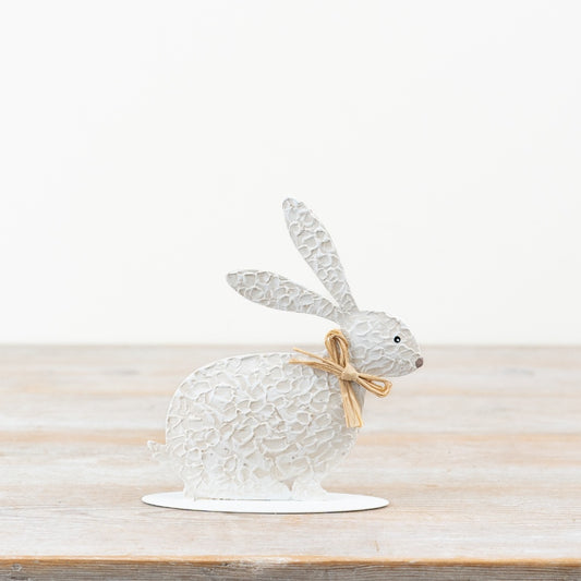 Textured Rabbit Decoration 15cm – Rustic Bunny Ornament, Neutral Spring Easter Home Decor Accent