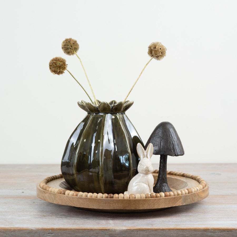 Green Poppy Bud Vase 11cm – Small Ceramic Flower Vase, Rustic & Modern Home Décor Accent
