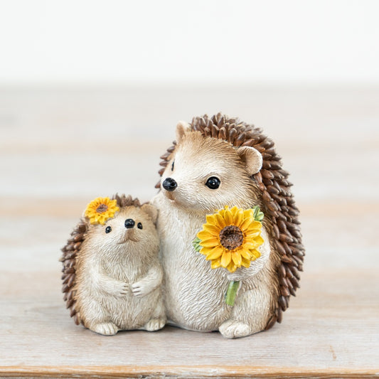 Mum & Baby Hedgehog Ornament 8cm – Cute Spring Animal Decorative Figurine