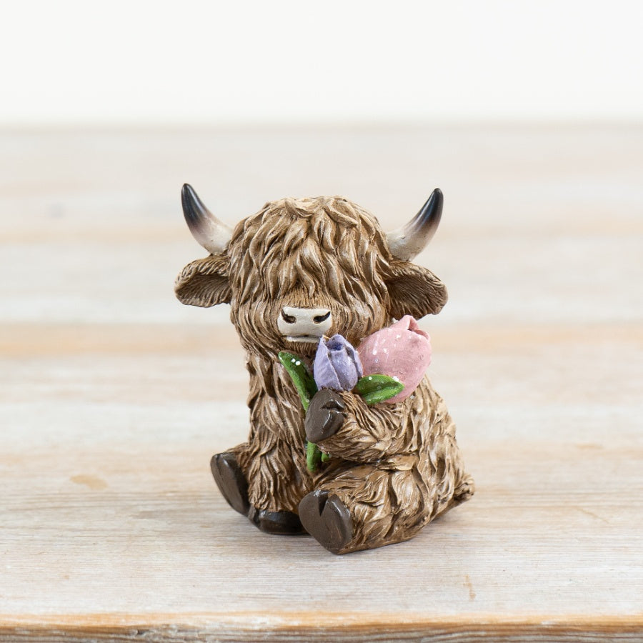 Highland Cow Ornament 9.5cm – Cute Farm Animal Spring Decorative Figurine
