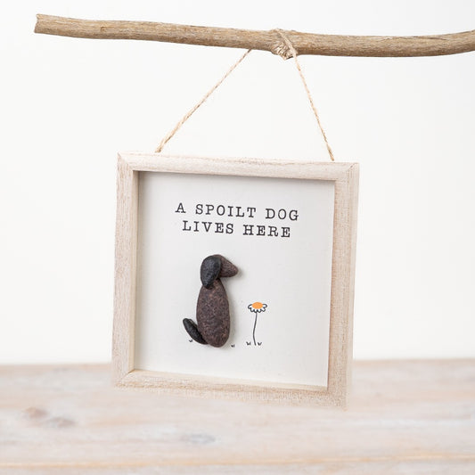 Spoilt Dog Lives Here Wooden Frame 13cm – Cute Dog Lover Photo Frame Decor Rustic Pet Home Accent Gift