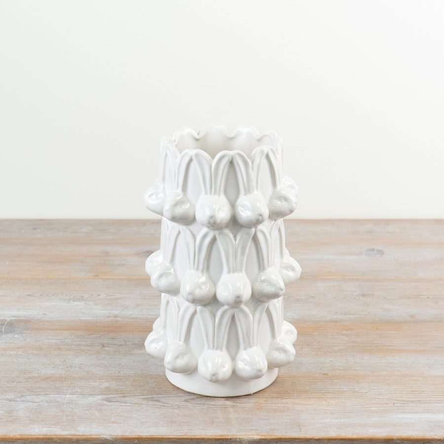 Tall Bunny Vase 25.4cm – White Rabbit Ceramic Flower Vase Easter Spring Décor
