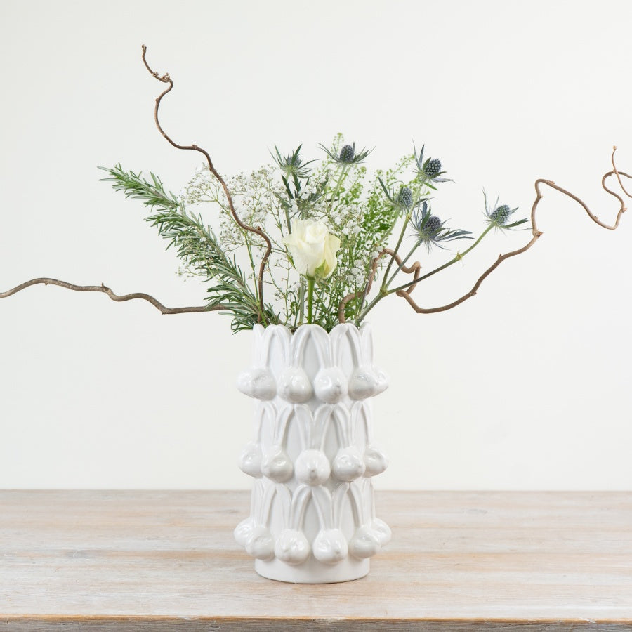 Tall Bunny Vase 25.4cm – White Rabbit Ceramic Flower Vase Easter Spring Décor