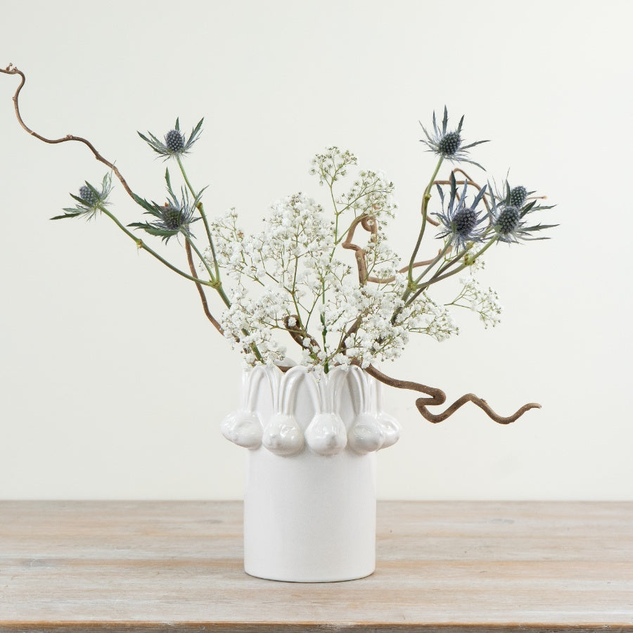 White Bunny Head Vase 19cm – Easter Rabbit Ceramic Flower Vase for Spring Home Décor