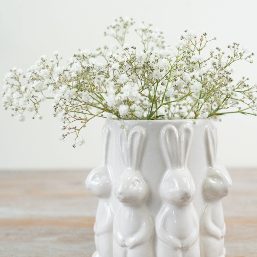White Bunny Vase 13.7cm – Easter Rabbit Ceramic Vase for Spring Table Décor