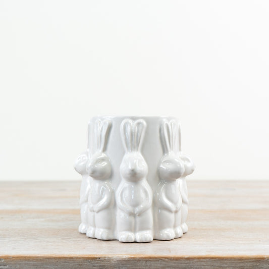White Bunny Vase 13.7cm – Easter Rabbit Ceramic Vase for Spring Table Décor