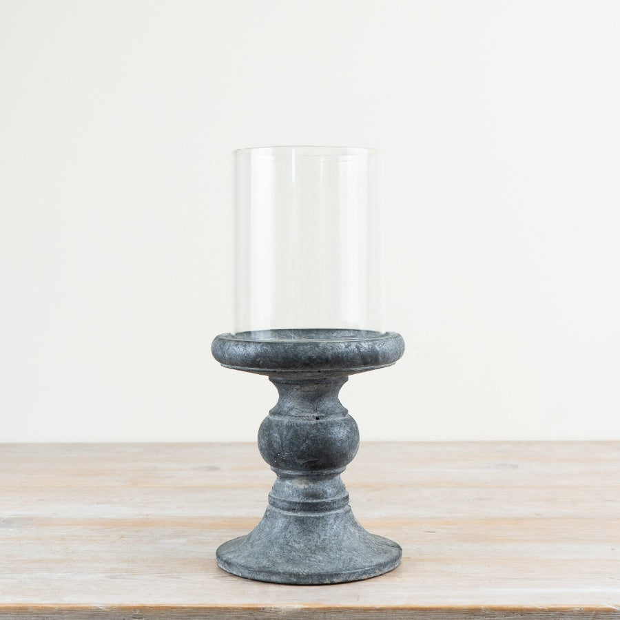 Cement Hurricane Candle Holder 31cm – Modern Concrete Lantern, Minimalist Home Décor