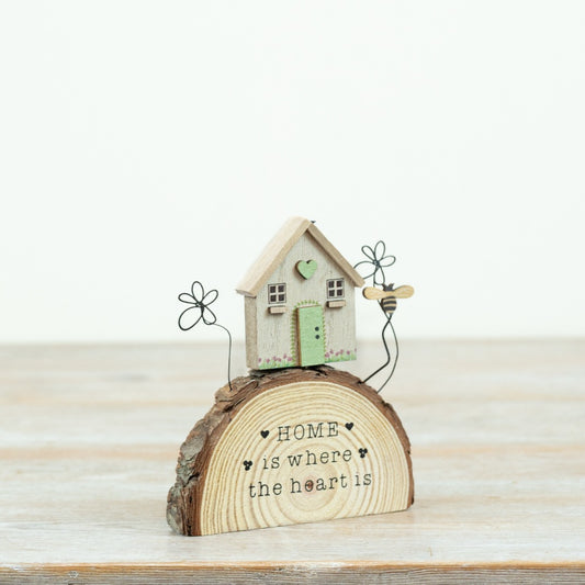Rustic Wooden Log House Decor, 14cm