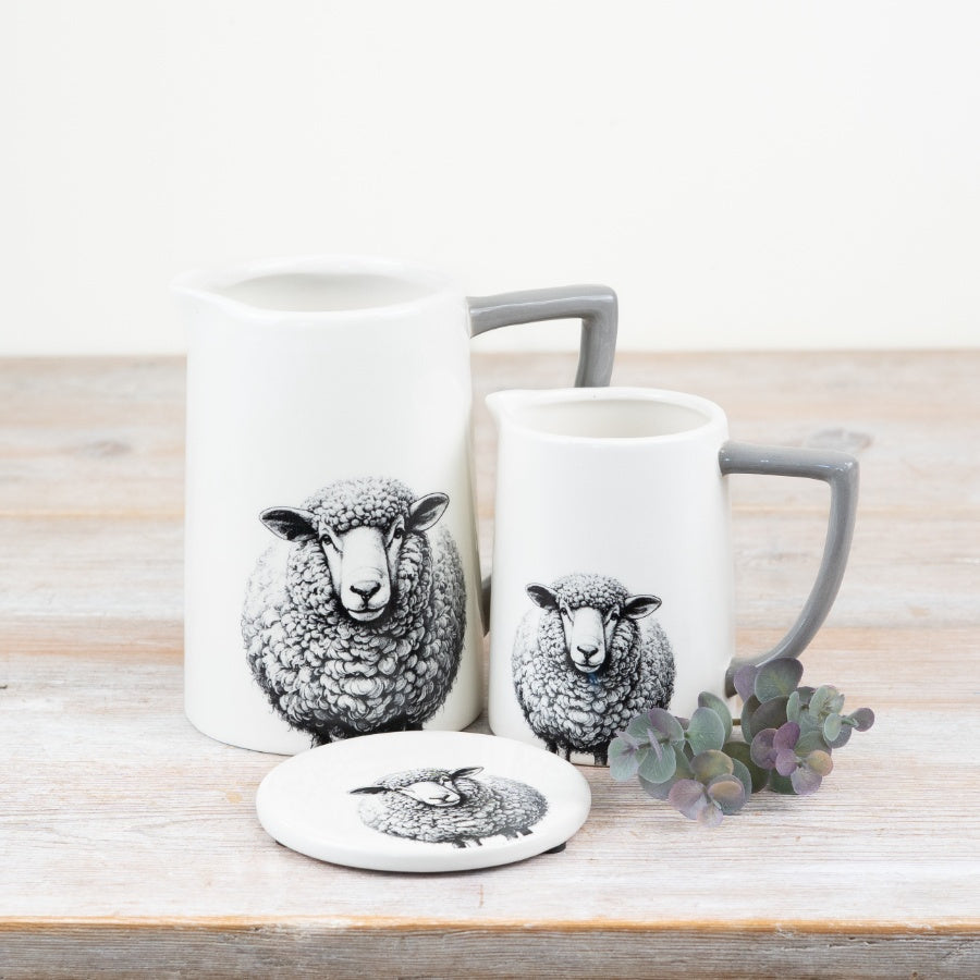 Glazed Sheep Jug – 15cm Rustic Farmhouse Ceramic, Whimsical Animal Design