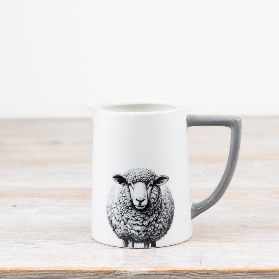 Glazed Sheep Jug – 15cm Rustic Farmhouse Ceramic, Whimsical Animal Design