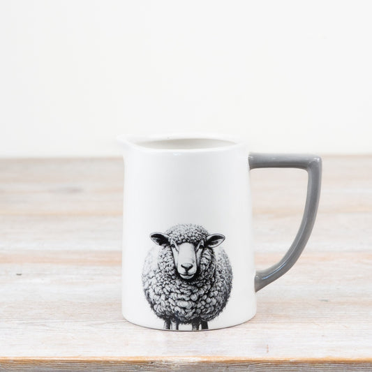 Glazed Sheep Jug – 15cm Rustic Farmhouse Ceramic, Whimsical Animal Design