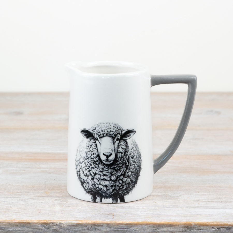 Glazed Sheep Jug – 11cm Rustic Farmhouse Ceramic, Whimsical Animal Design
