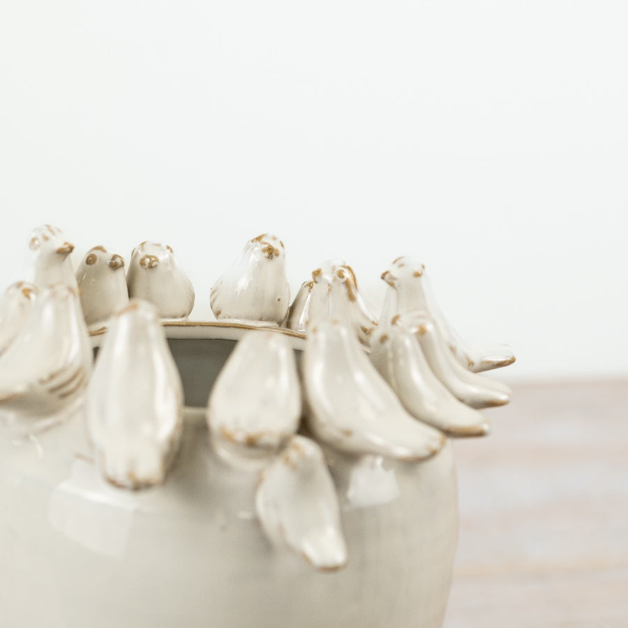 Ceramic Bird Vase 22cm – Decorative Floral Vase with Bird Motif, Rustic Farmhouse Home Décor Accent