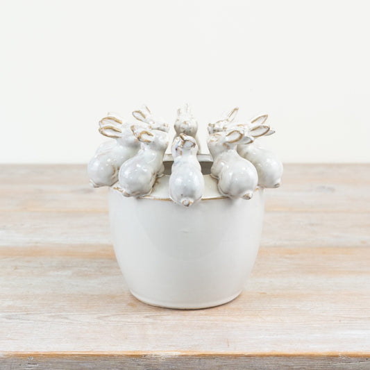 Rabbit Planter 18.2cm – Ceramic Bunny Plant Pot, Spring Floral Indoor Planter for Home Decor & Shelf Styling