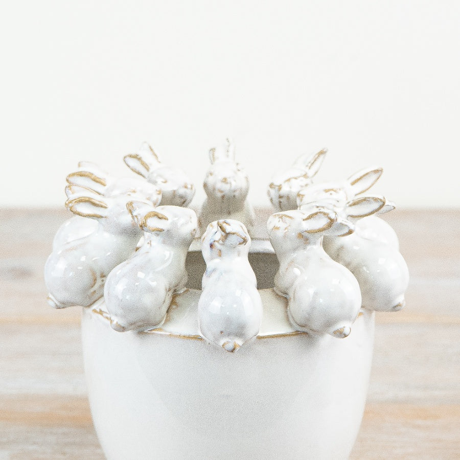 Rabbit Planter 18.2cm – Ceramic Bunny Plant Pot, Spring Floral Indoor Planter for Home Decor & Shelf Styling