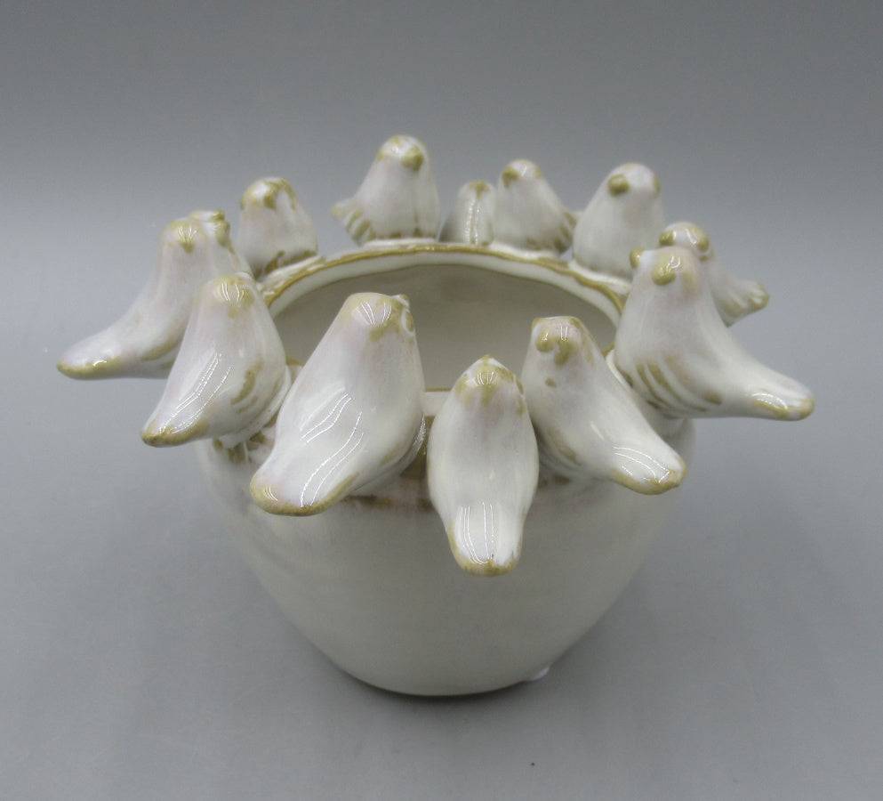 Bird Planter 12.5cm – Rustic Ceramic Plant Pot with Decorative Bird Motif, Farmhouse Country Home Décor Accent