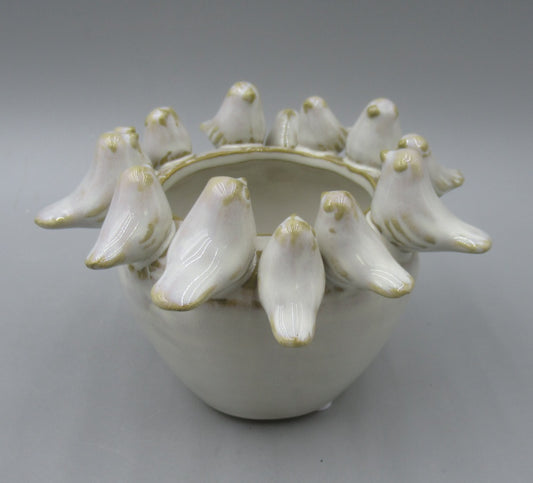 Bird Planter 12.5cm – Rustic Ceramic Plant Pot with Decorative Bird Motif, Farmhouse Country Home Décor Accent