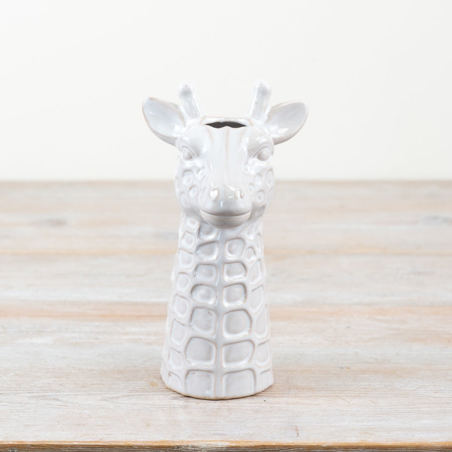 White Giraffe Vase – 17cm Ceramic Animal Design Flower Vase, Modern Home Décor Accent