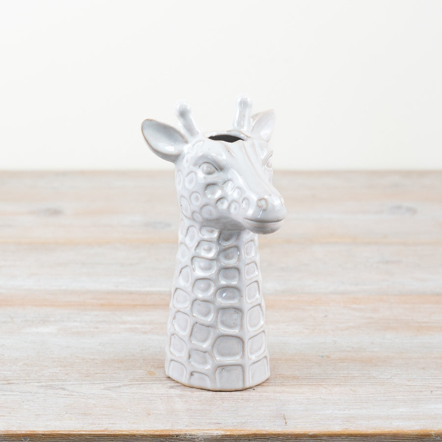 White Giraffe Vase – 17cm Ceramic Animal Design Flower Vase, Modern Home Décor Accent