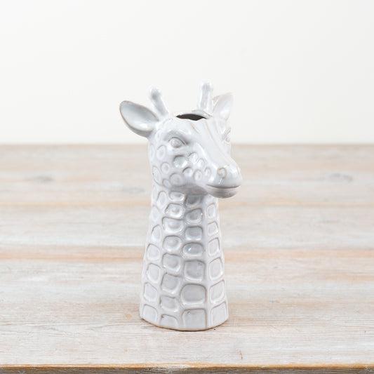 White Giraffe Vase – 17cm Ceramic Animal Design Flower Vase, Modern Home Décor Accent