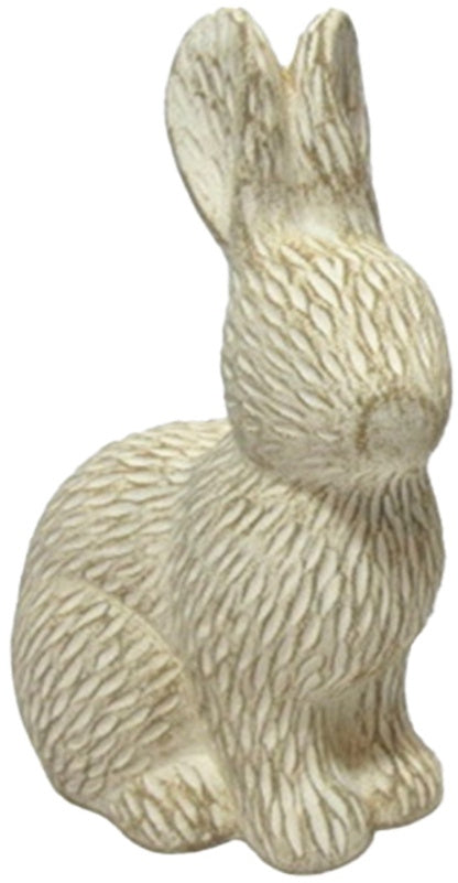 Textured Sitting Rabbit Decoration – 15.5cm Cement Ornament, Rustic Natural Tone Bunny