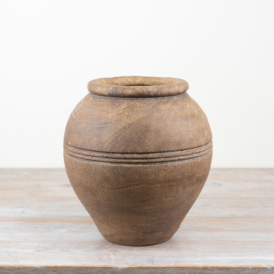 Sable Vase – 27cm Rustic Textured Brown Ceramic Pot, Handcrafted Decorative Planter