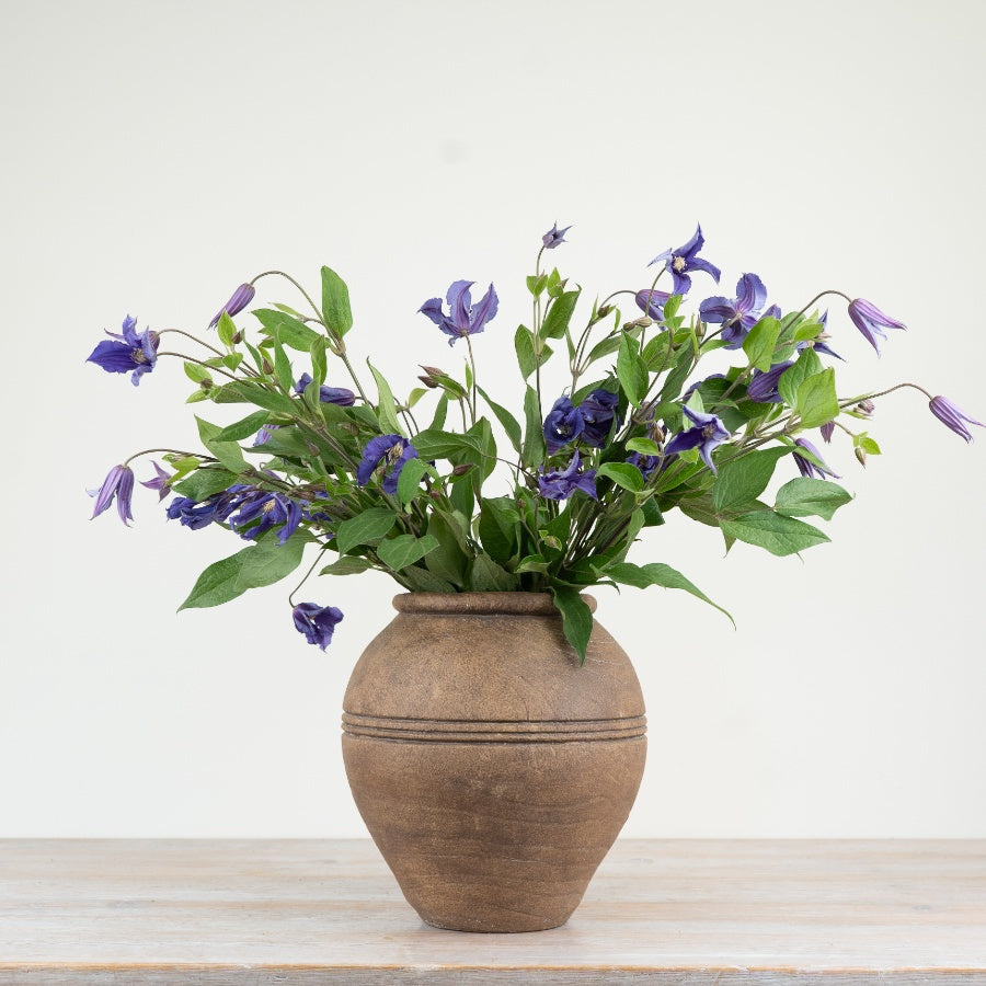 Sable Vase – 27cm Rustic Textured Brown Ceramic Pot, Handcrafted Decorative Planter