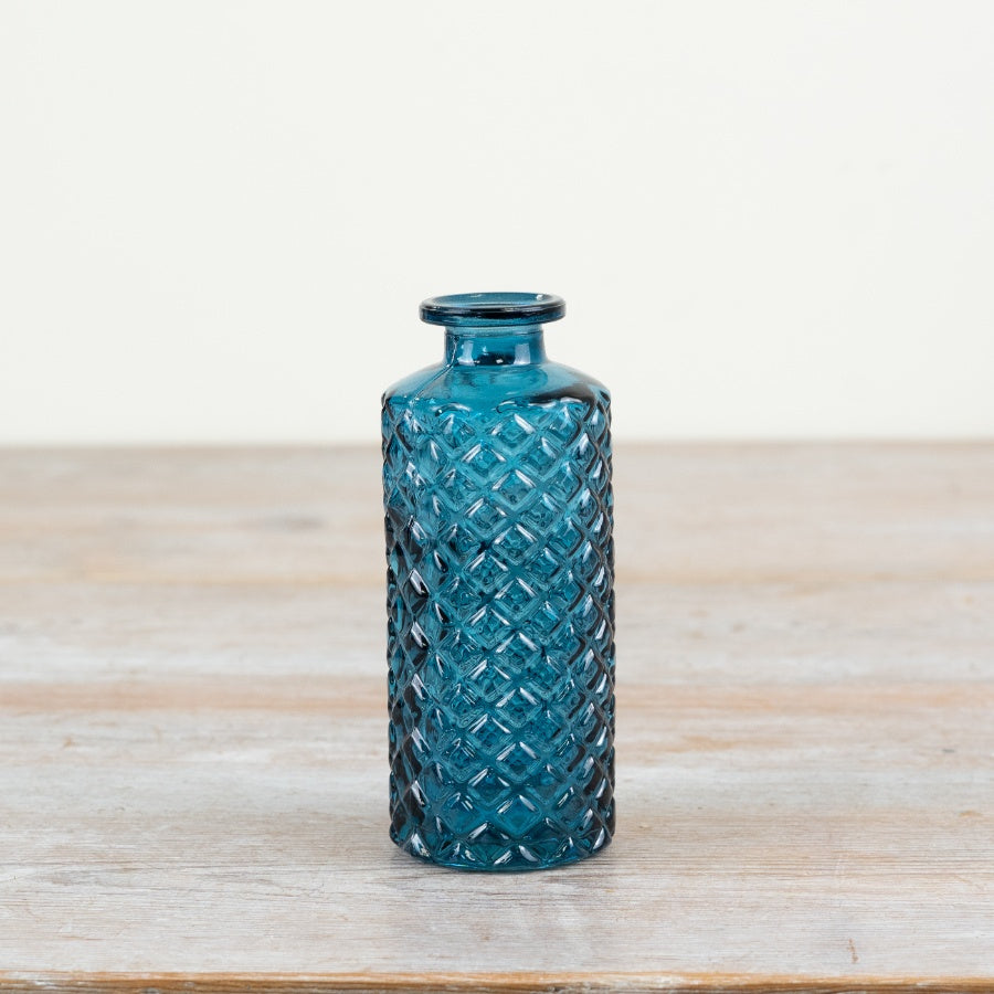 Blue Glass Vase – 13.5cm Elegant Decorative Flower Vase, Timeless Home Décor Accent