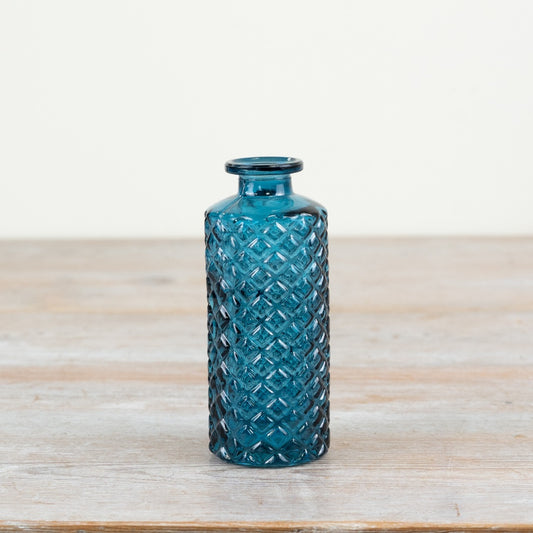 Blue Glass Vase – 13.5cm Elegant Decorative Flower Vase, Timeless Home Décor Accent