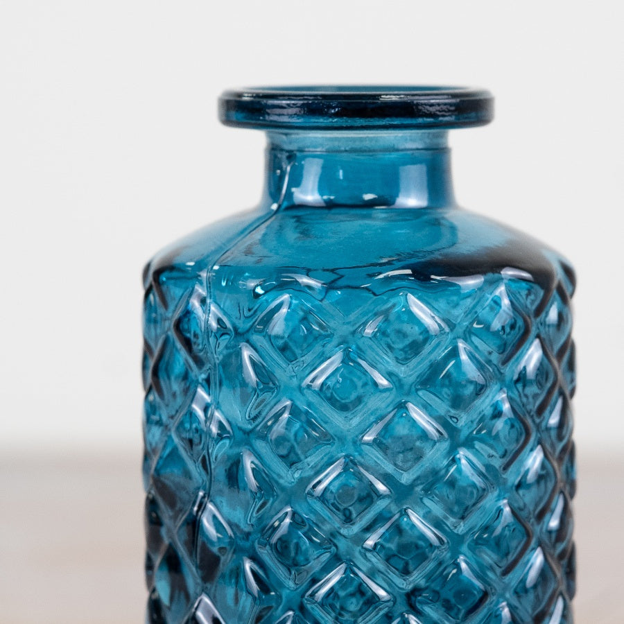 Blue Glass Vase – 13.5cm Elegant Decorative Flower Vase, Timeless Home Décor Accent