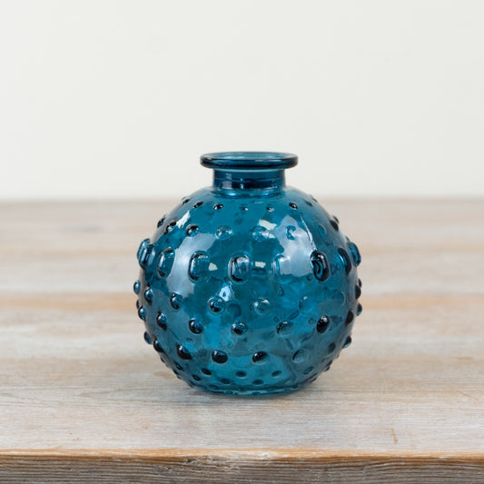 Bobble Design Blue Glass Vase, 8cm