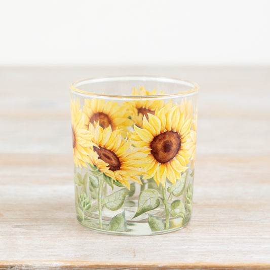 Glass Sunflower Candle Holder 8cm – Vibrant Floral Tealight Holder, Bright Spring Home Decor Accent