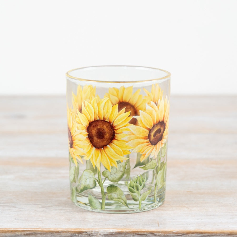 Glass Sunflower Candle Holder 12.5cm – Vibrant Floral Tealight Holder, Bright Spring Home Decor Accent