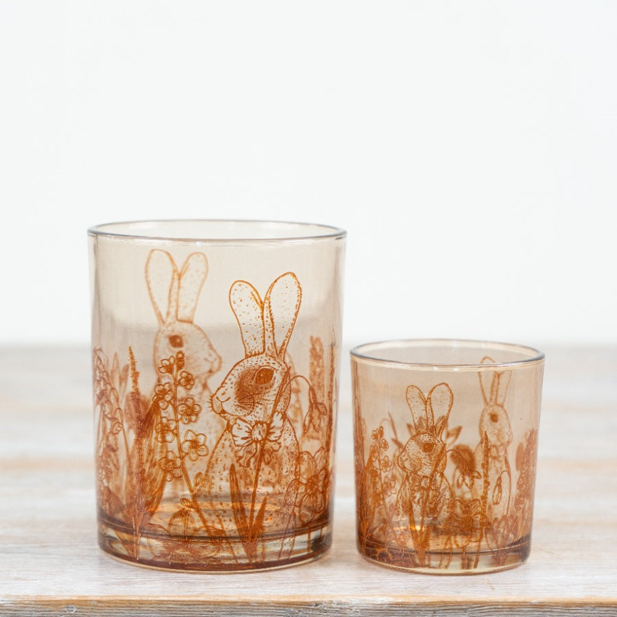 Tall Glass Rabbit Tealight Holder 8cm – Easter Bunny Candle Decor, Floral Spring Table Accent