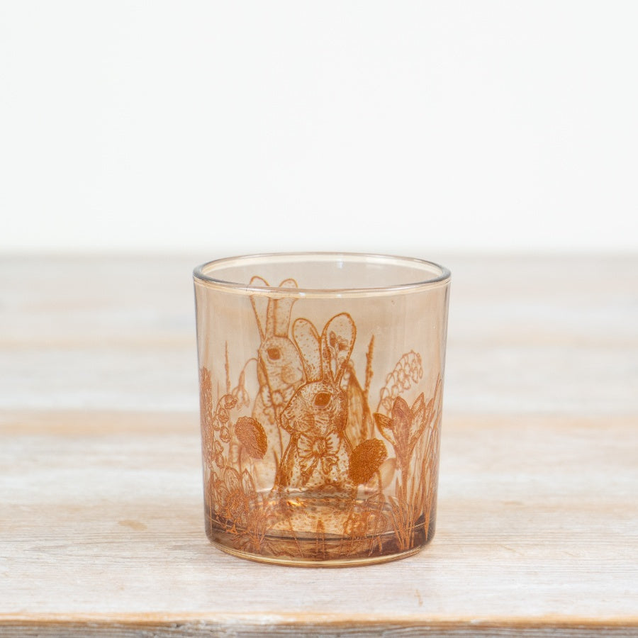 Tall Glass Rabbit Tealight Holder 8cm – Easter Bunny Candle Decor, Floral Spring Table Accent