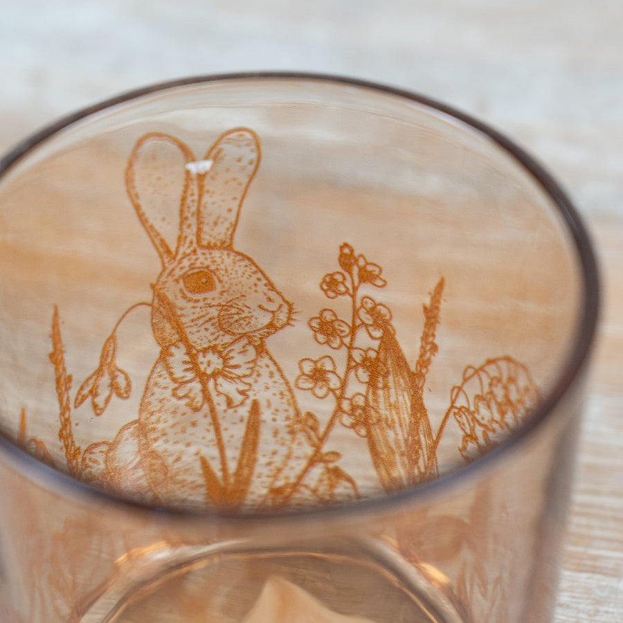 Tall Glass Rabbit Tealight Holder 12.5cm – Easter Bunny Candle Decor, Floral Spring Table Accent