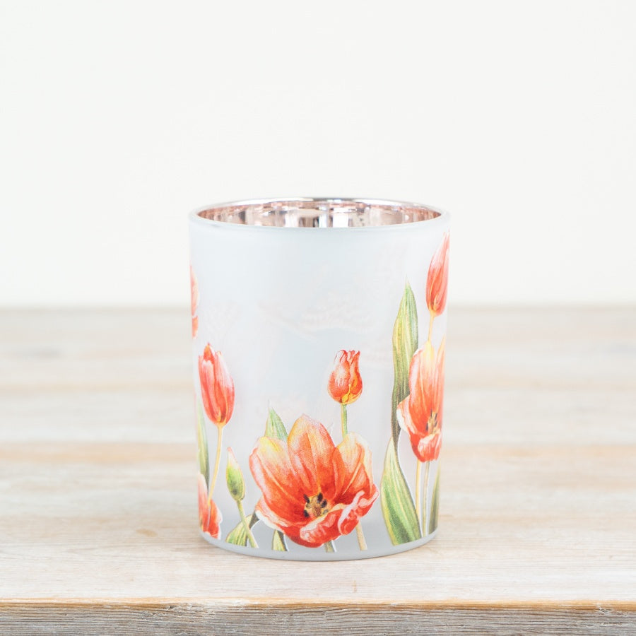 Tulip Glass Candle Holder 12.5cm – Floral Tealight Holder, Elegant Decorative Lighting Accent for Home Styling