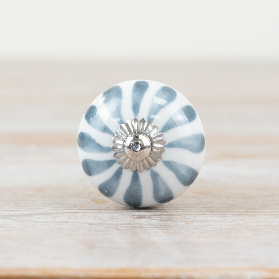 Ceramic Door Knob Silver Finish Vintage Patterned Cabinet Drawer Knob Home Hardware 7cm