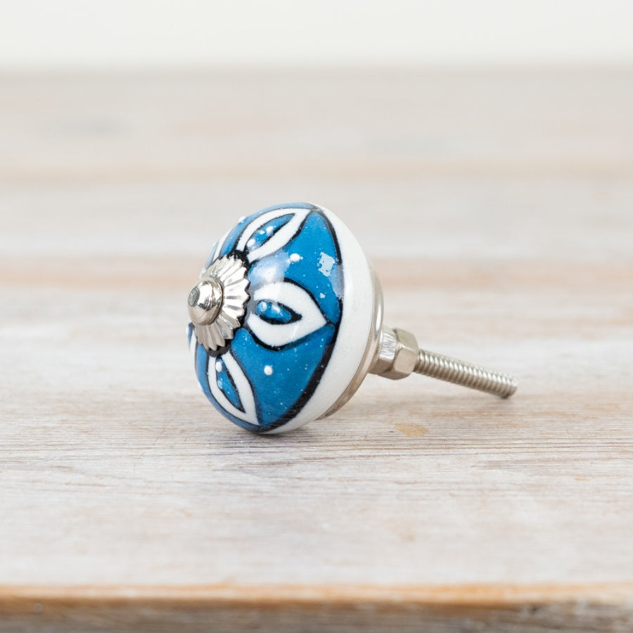 Blue & White Ceramic Knob, 4cm x 7cm