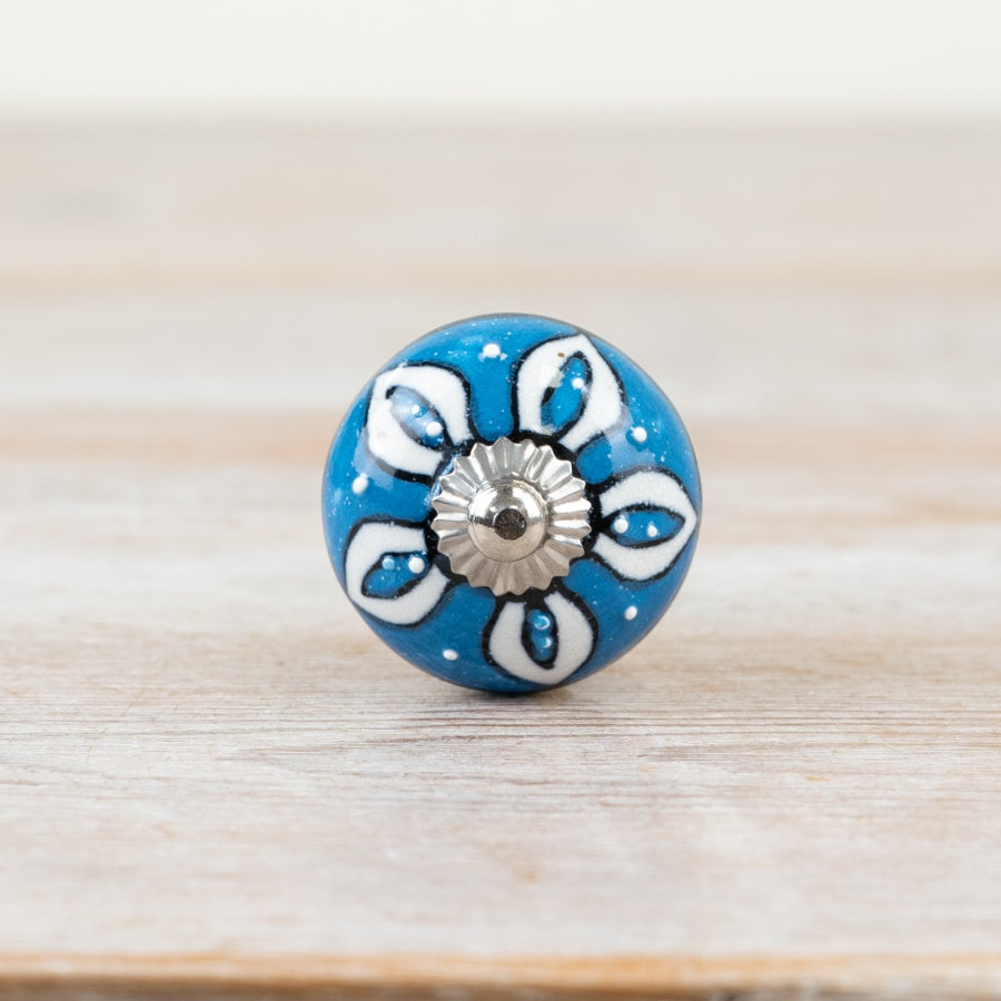 Blue & White Ceramic Knob, 4cm x 7cm