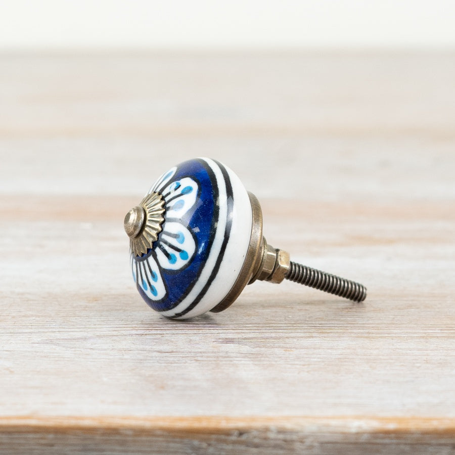Blue Patterned Door Knob, 4cm x 7cm