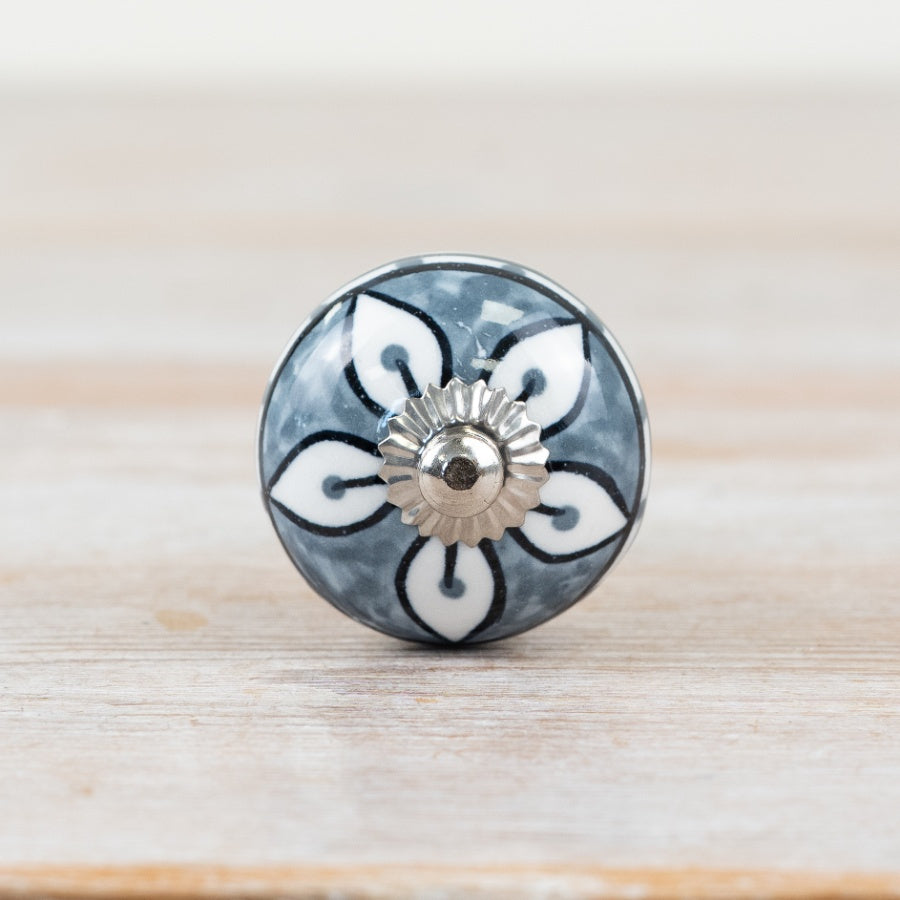 Blue Design Door knob, 4cm x 7cm